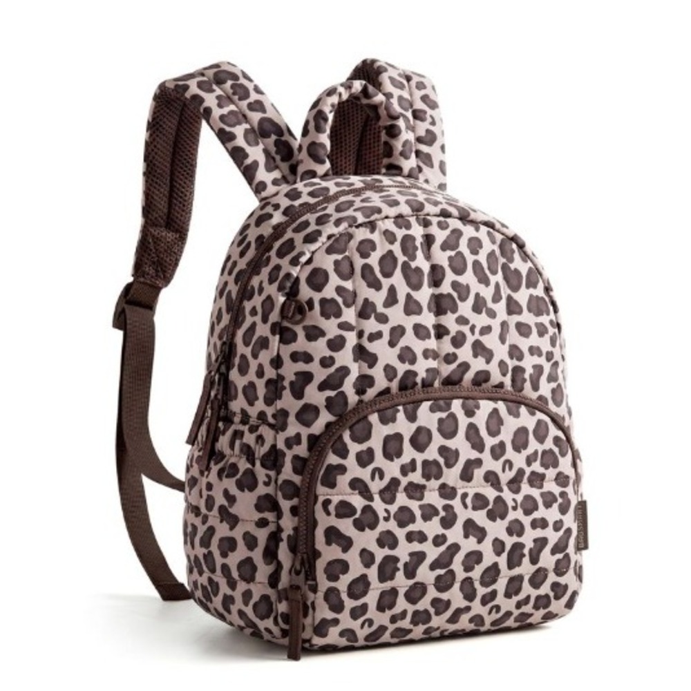 Bagsmart Quilted Backpack Womens Medium Tan Brown Leopard Print NWT